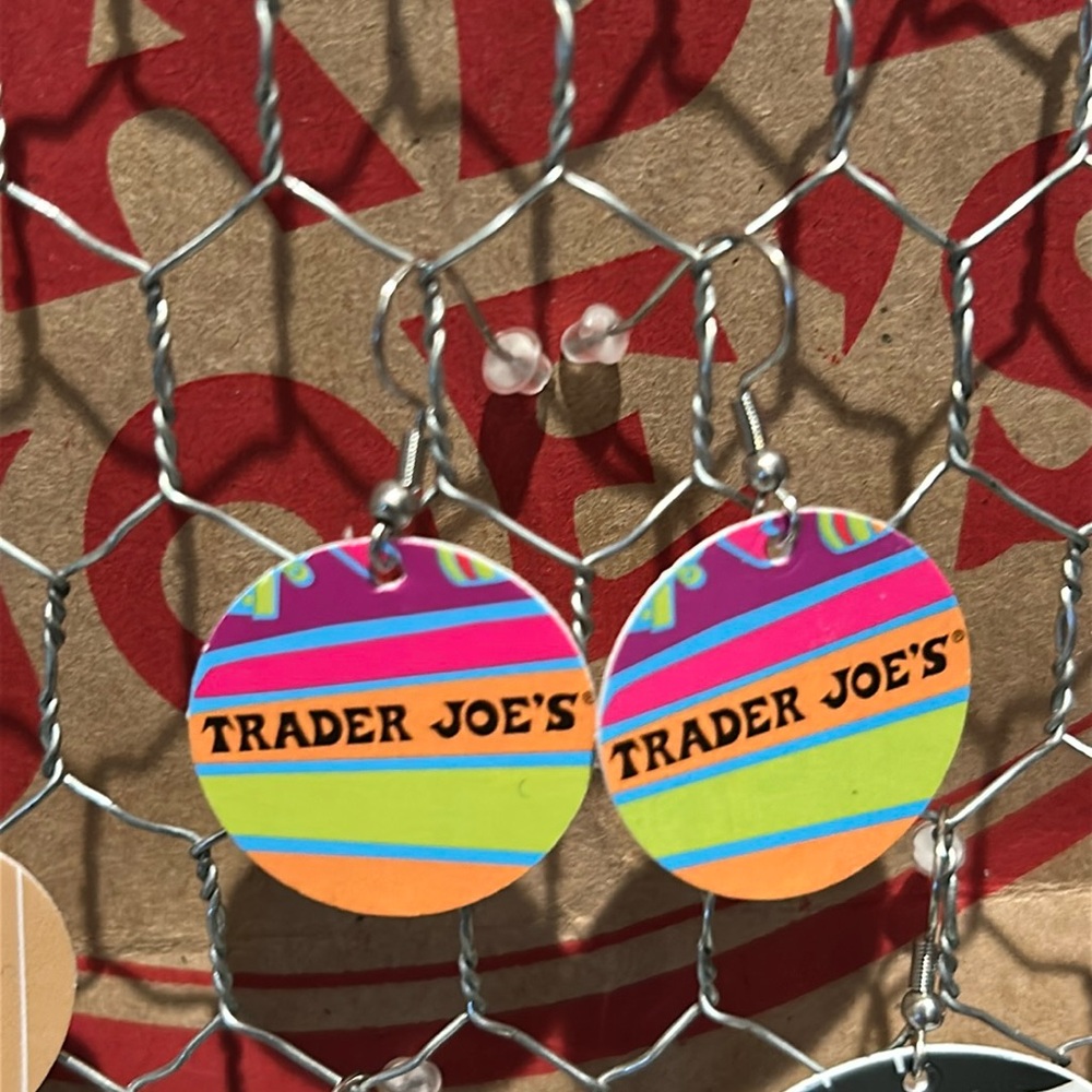 Trader Joe’s earrings circle neon recycled gift card